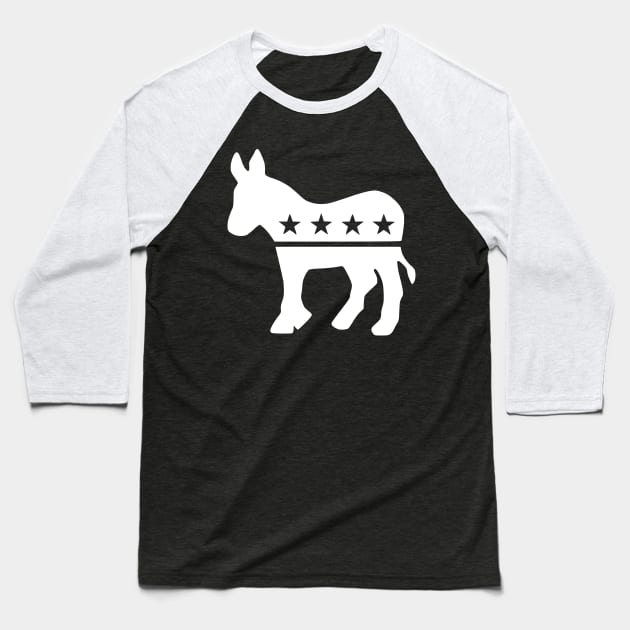 Democrat Donkey White Baseball T-Shirt by mplusshift2